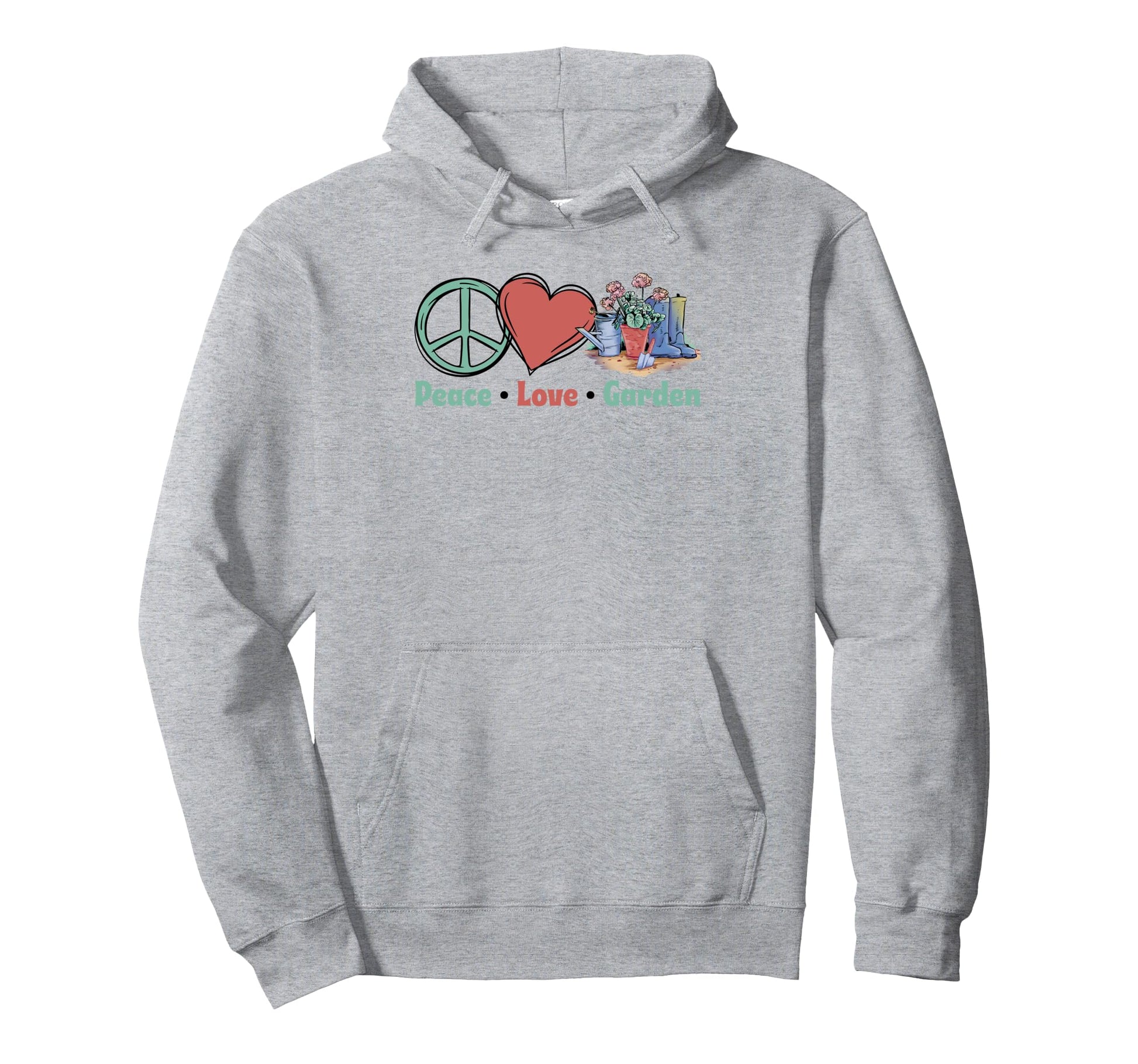 Peace Love Gardening Botanical Horticulture Hoodie - Unique Graphic Unisex - T-Shirt, Sweatshirt, Hoodie