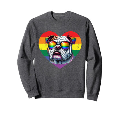 Rainbow Love Heart Dog Pride Lgbt Sweatshirt - Aesthetic Graphic Men Women - T-Shirt, Sweatshirt, Hoodie