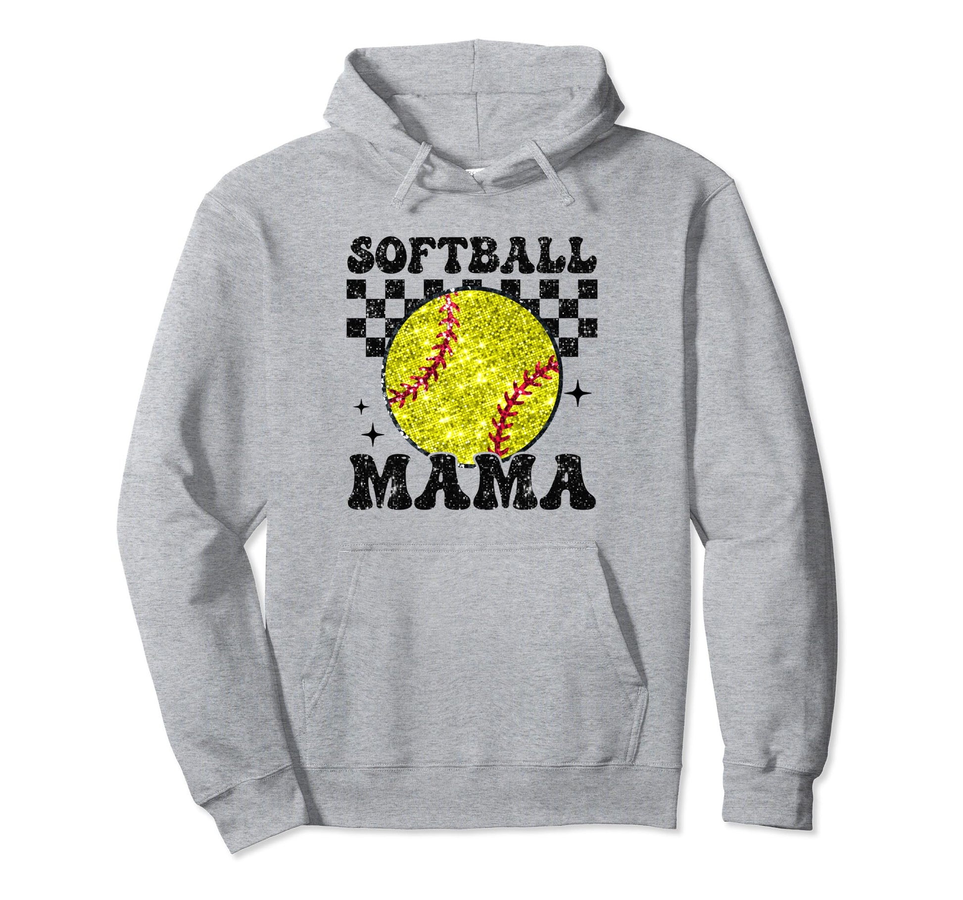 Softball Mama Checkered Funny Softball Hoodie - Streetwear Style Unisex - T-Shirt, Sweatshirt, Hoodie