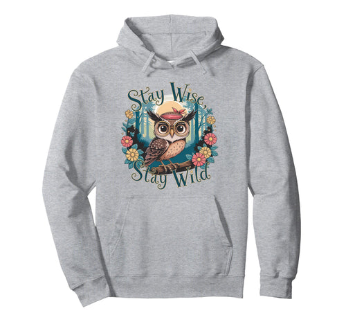 Owl Stay Wild Boho Nature Floral Cartoon Hoodie - Minimalist Print Unisex - T-Shirt, Sweatshirt, Hoodie