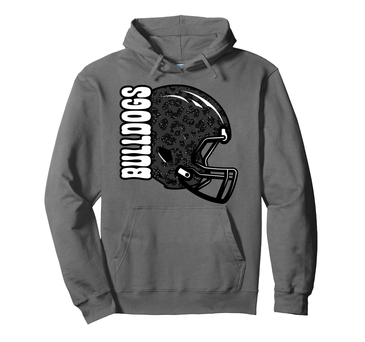 Bulldogs Football Mom Game Day Leopard Hoodie - Unique Graphic for Adults - T-Shirt, Sweatshirt, Hoodie