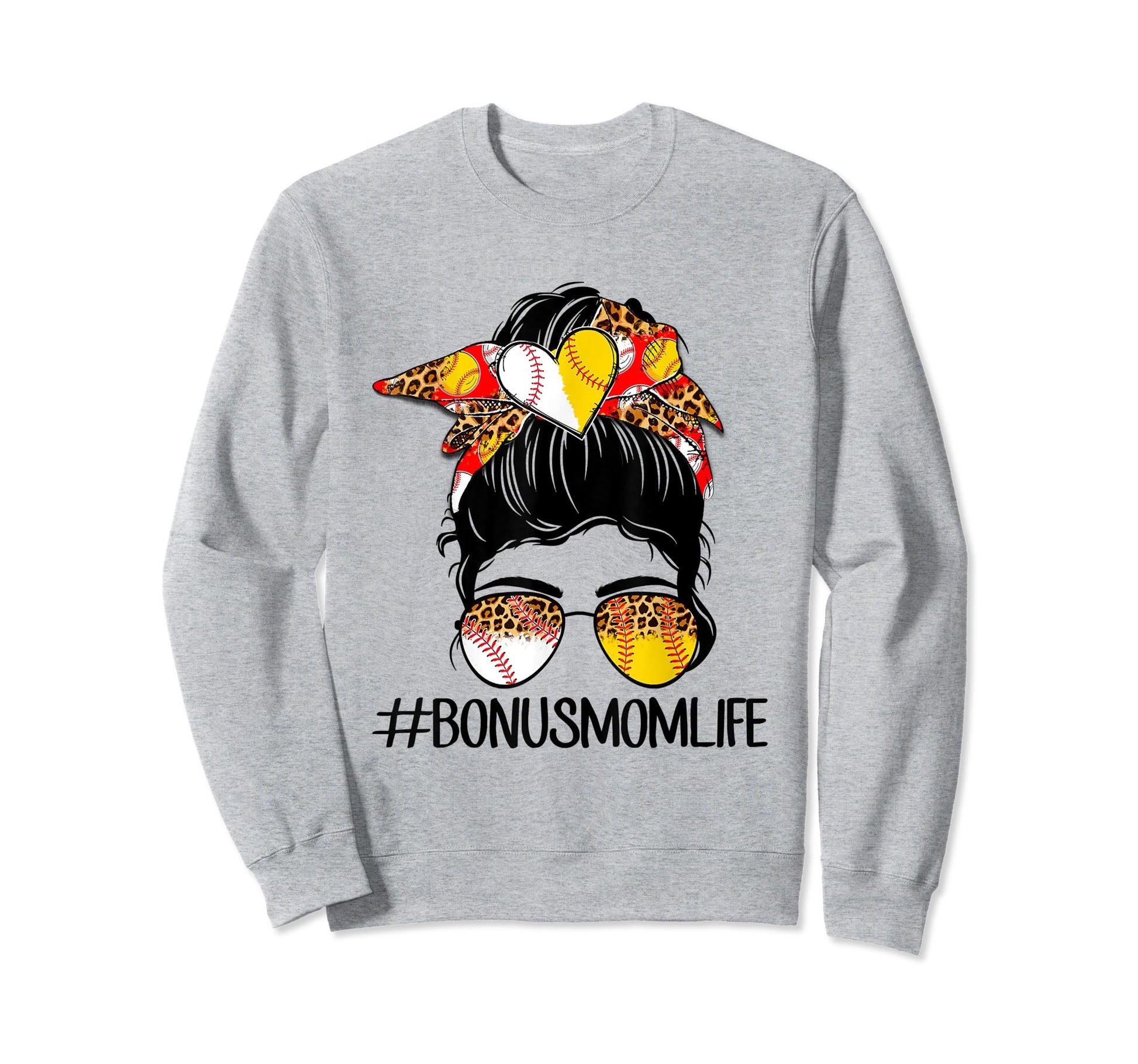 Bonus Mom Life Softball Sweatshirt - Casual Everyday Wear for Adults - T-Shirt, Sweatshirt, Hoodie