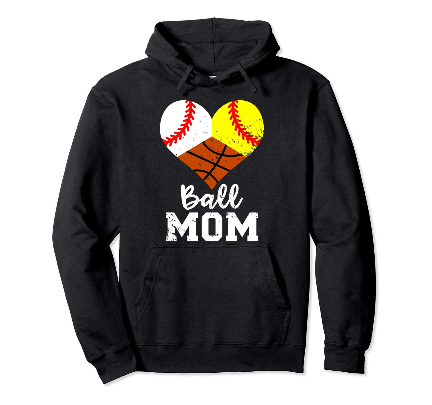 Ball Mom Funny Baseball Softball Basketball Hoodie - Graphic Print Unisex - T-Shirt, Sweatshirt, Hoodie