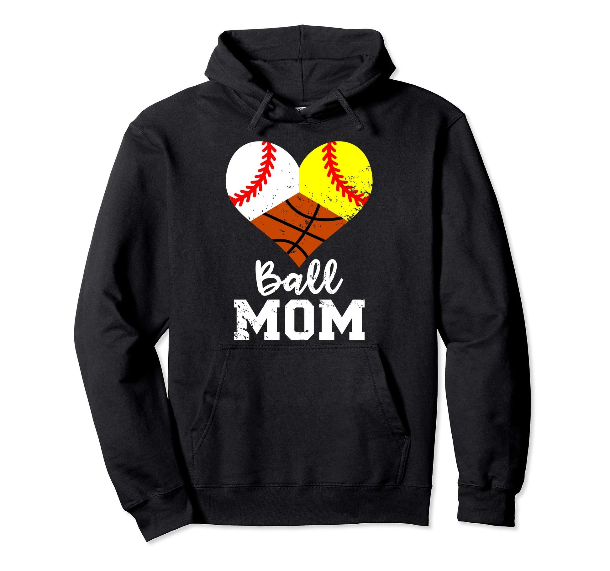Ball Mom Funny Baseball Softball Basketball Hoodie - Graphic Print Unisex - T-Shirt, Sweatshirt, Hoodie
