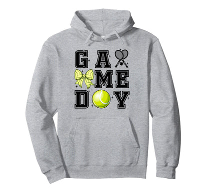 Tennis Coquette Bow Gameday Cheer Hoodie - Fun Novelty Design for Adults - T-Shirt, Sweatshirt, Hoodie