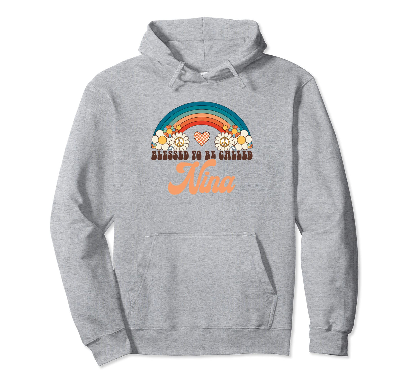 Blessed To Be Called Nina Rainbow Hoodie - Trendy Graphic for Adults - T-Shirt, Sweatshirt, Hoodie