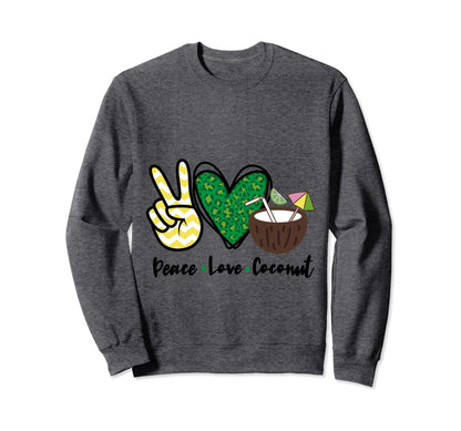 Peace Love Coconut D Cor Theme Sweatshirt - Fun Novelty Design for Adults - T-Shirt, Sweatshirt, Hoodie