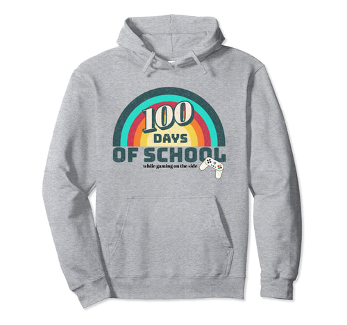 Funny 100 Days School While Gaming Rainbow Hoodie - Streetwear Style Unisex - T-Shirt, Sweatshirt, Hoodie