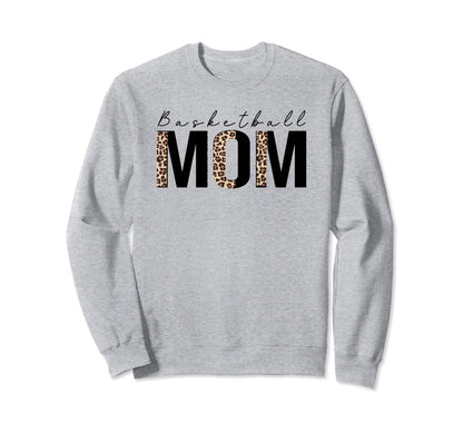 Basketball Mom Leopard Basketball Sweatshirt - Trendy Graphic for Adults - T-Shirt, Sweatshirt, Hoodie