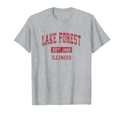 Lake Forest Illinois Il Sports Red T-Shirt - Trendy Graphic Unisex - T-Shirt, Sweatshirt, Hoodie