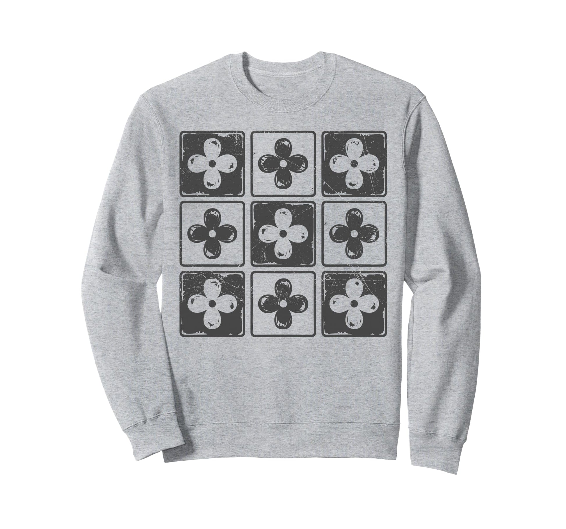 Colorful Checkered Flowers Tees Boho Sweatshirt - Streetwear Style Unisex - T-Shirt, Sweatshirt, Hoodie