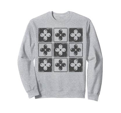 Colorful Checkered Flowers Tees Boho Sweatshirt - Streetwear Style Unisex - T-Shirt, Sweatshirt, Hoodie