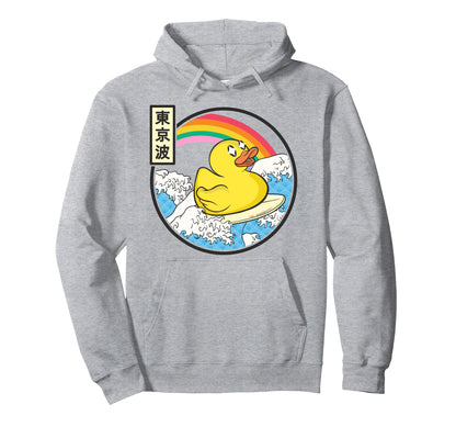 Surfing Rubber Duck Japanese Waves Kawaii Hoodie - Unique Graphic Unisex - T-Shirt, Sweatshirt, Hoodie