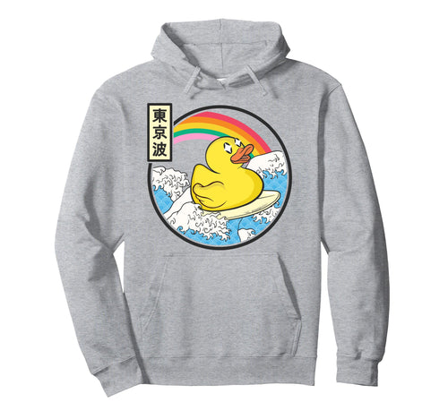 Surfing Rubber Duck Japanese Waves Kawaii Hoodie - Unique Graphic Unisex - T-Shirt, Sweatshirt, Hoodie