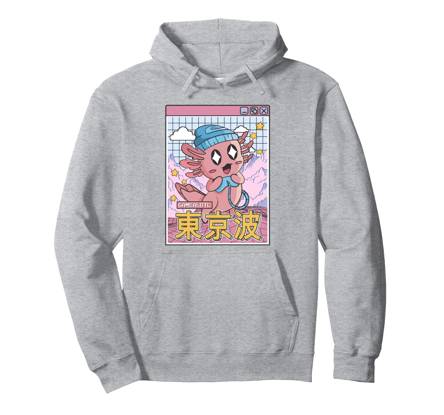 Happy Axolotl Gaming Vaporwave Hoodie - Aesthetic Graphic Men Women - T-Shirt, Sweatshirt, Hoodie