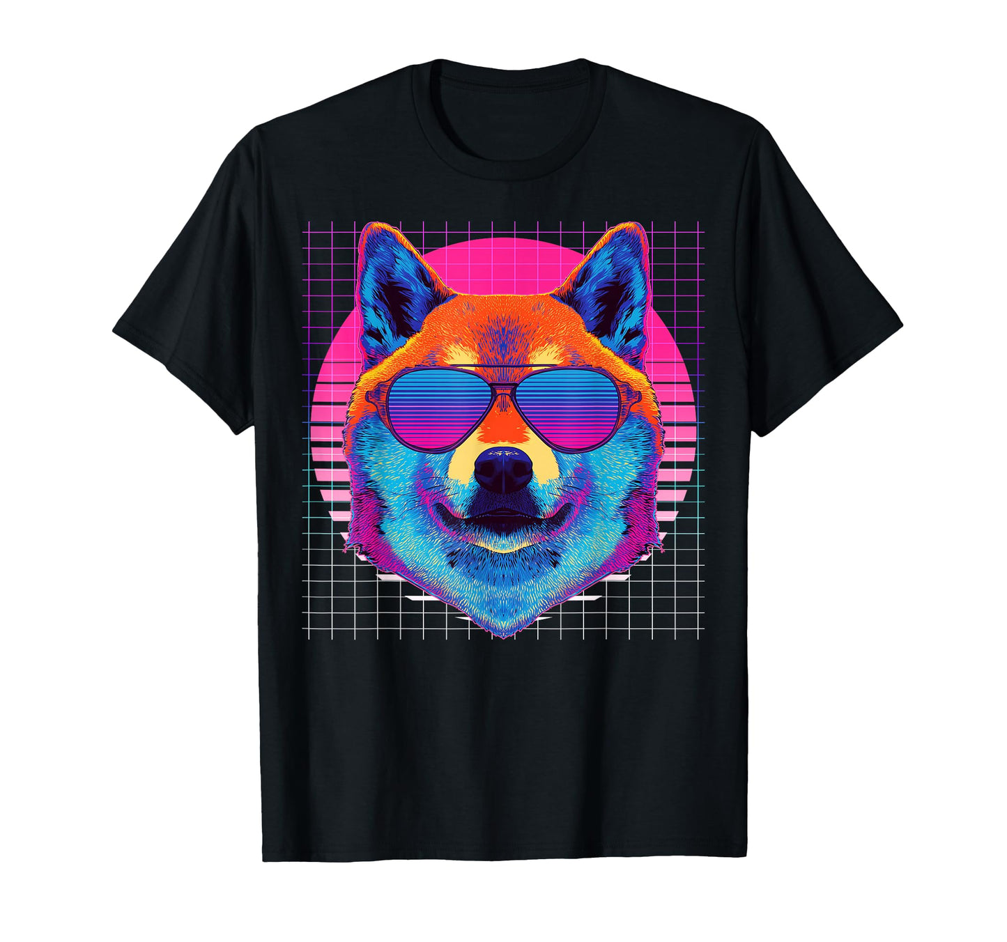 Shiba Inu Sunglasses Dog Vaporwave T-Shirt - Minimalist Print Unisex - T-Shirt, Sweatshirt, Hoodie