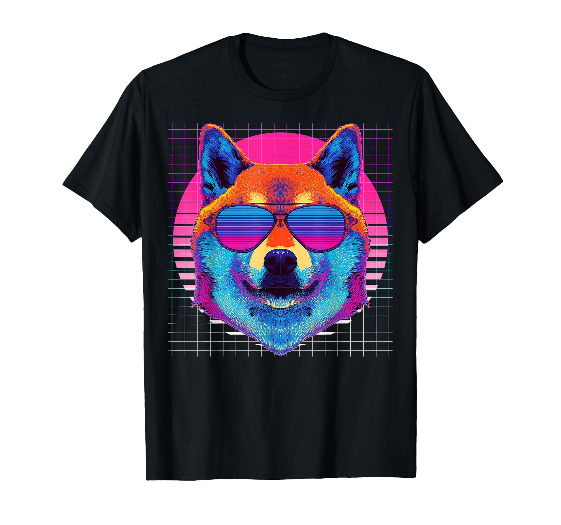 Shiba Inu Sunglasses Dog Vaporwave T-Shirt - Minimalist Print Unisex - T-Shirt, Sweatshirt, Hoodie