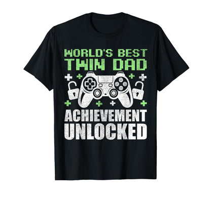 Gamer Dad Fathers Day Best Twin Dad T-Shirt - Graphic Print Unisex - T-Shirt, Sweatshirt, Hoodie