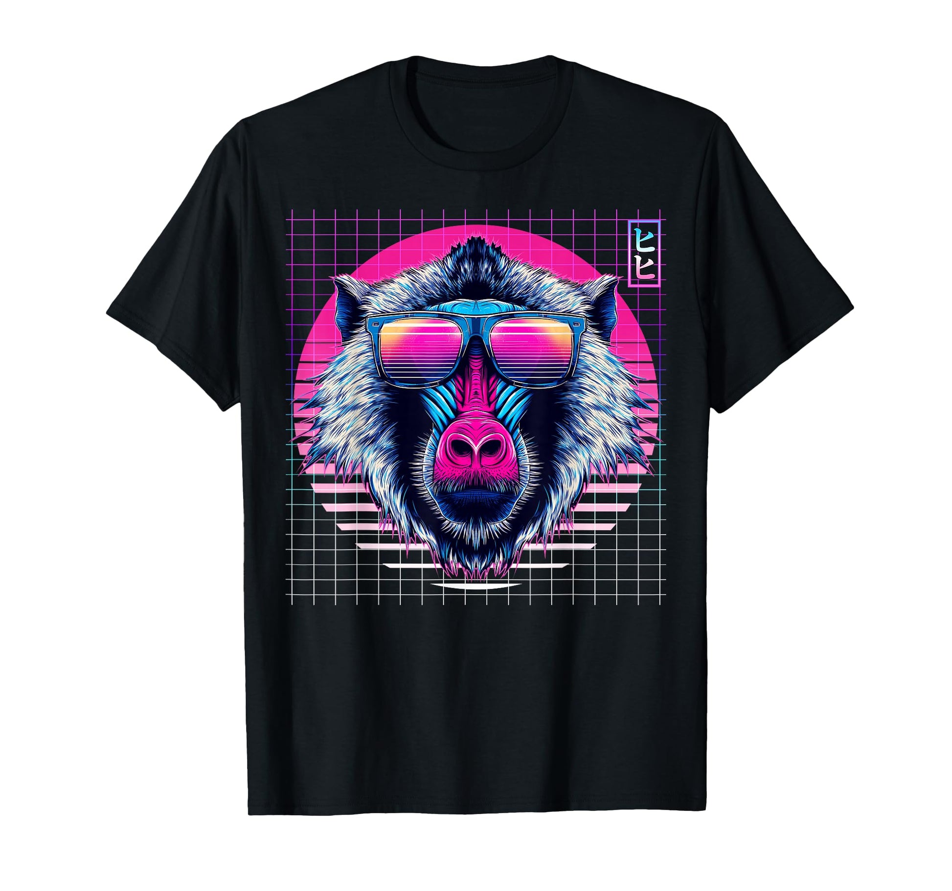 Baboon Sunglasses Monkey Vaporwave T-Shirt - Graphic Print for Adults - T-Shirt, Sweatshirt, Hoodie