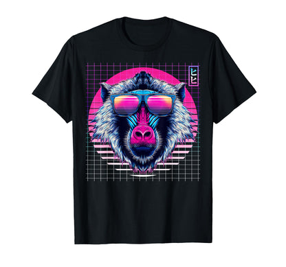 Baboon Sunglasses Monkey Vaporwave T-Shirt - Graphic Print for Adults - T-Shirt, Sweatshirt, Hoodie