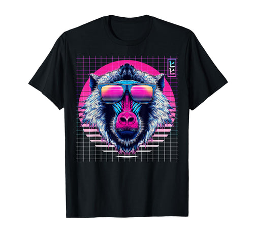 Baboon Sunglasses Monkey Vaporwave T-Shirt - Graphic Print for Adults - T-Shirt, Sweatshirt, Hoodie