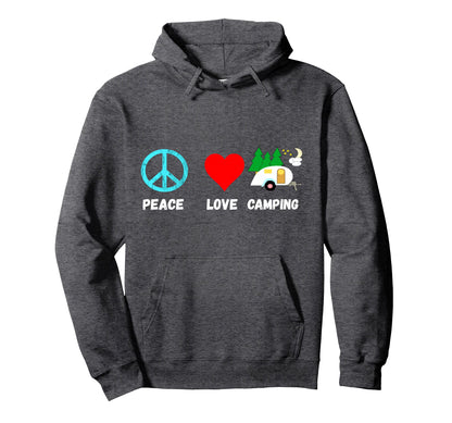 Teardrop Camper Peace Love Caravan Rv Hoodie - Minimalist Print Unisex - T-Shirt, Sweatshirt, Hoodie