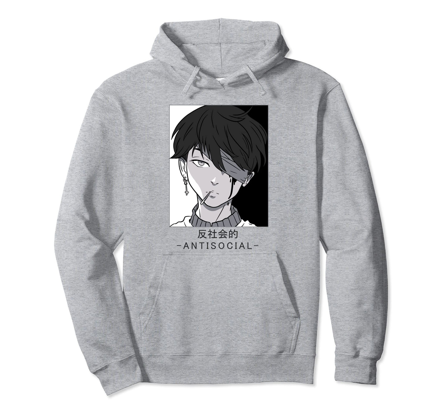 Anti Social Text Vaporwave Anime Japanese Hoodie - Unique Graphic Unisex - T-Shirt, Sweatshirt, Hoodie