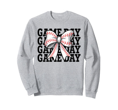 Baseball Game Day Coquette Bow Sweatshirt - Aesthetic Graphic Unisex - T-Shirt, Sweatshirt, Hoodie