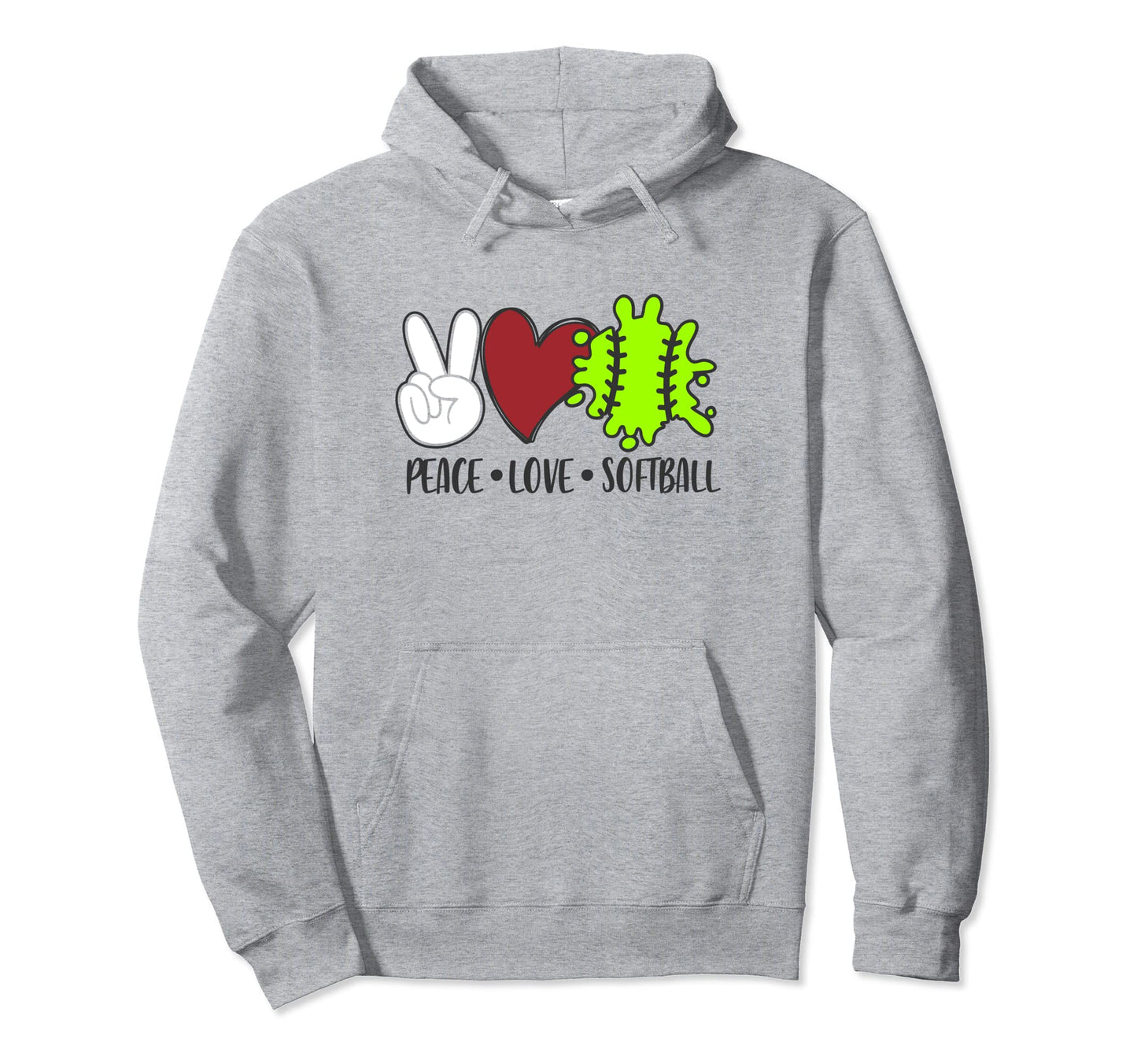 Peace Love Softball Hoodie - Custom Art Print Men Women - T-Shirt, Sweatshirt, Hoodie