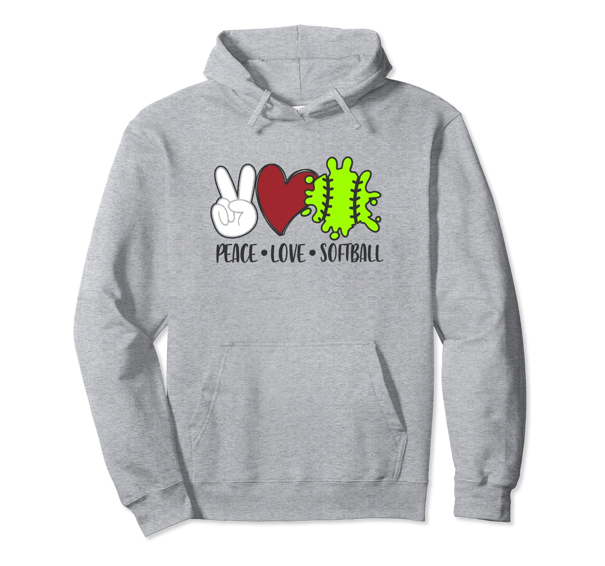 Peace Love Softball Hoodie - Custom Art Print Men Women - T-Shirt, Sweatshirt, Hoodie