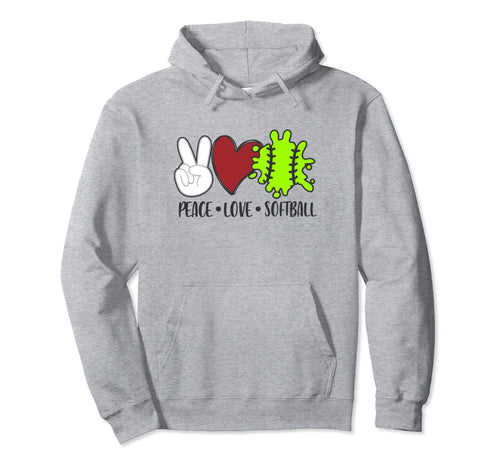Peace Love Softball Hoodie - Custom Art Print Men Women - T-Shirt, Sweatshirt, Hoodie