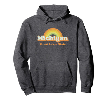 Michigan 70S Rainbow Hoodie - Custom Art Print Unisex - T-Shirt, Sweatshirt, Hoodie