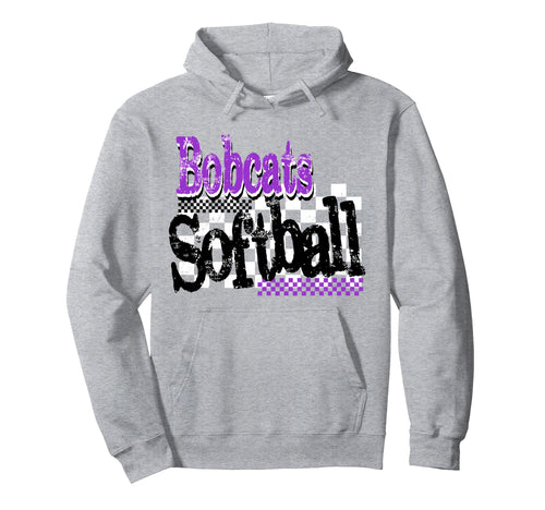 Bobcats Softball Mom Checkered Game Hoodie - Fun Novelty Design for Adults - T-Shirt, Sweatshirt, Hoodie