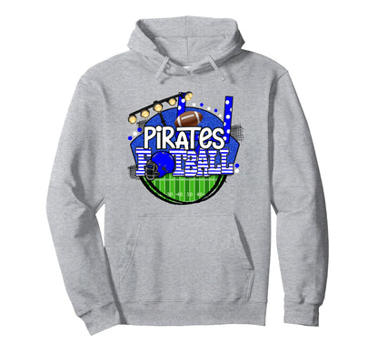 Pirates Blue School Spirit Game Day Hoodie - Fun Novelty Design Unisex - T-Shirt, Sweatshirt, Hoodie