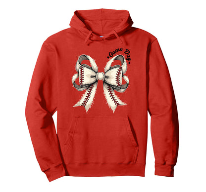 Game Day Baseball Coquette Bow Baseball Hoodie - Fun Novelty Design Unisex - T-Shirt, Sweatshirt, Hoodie