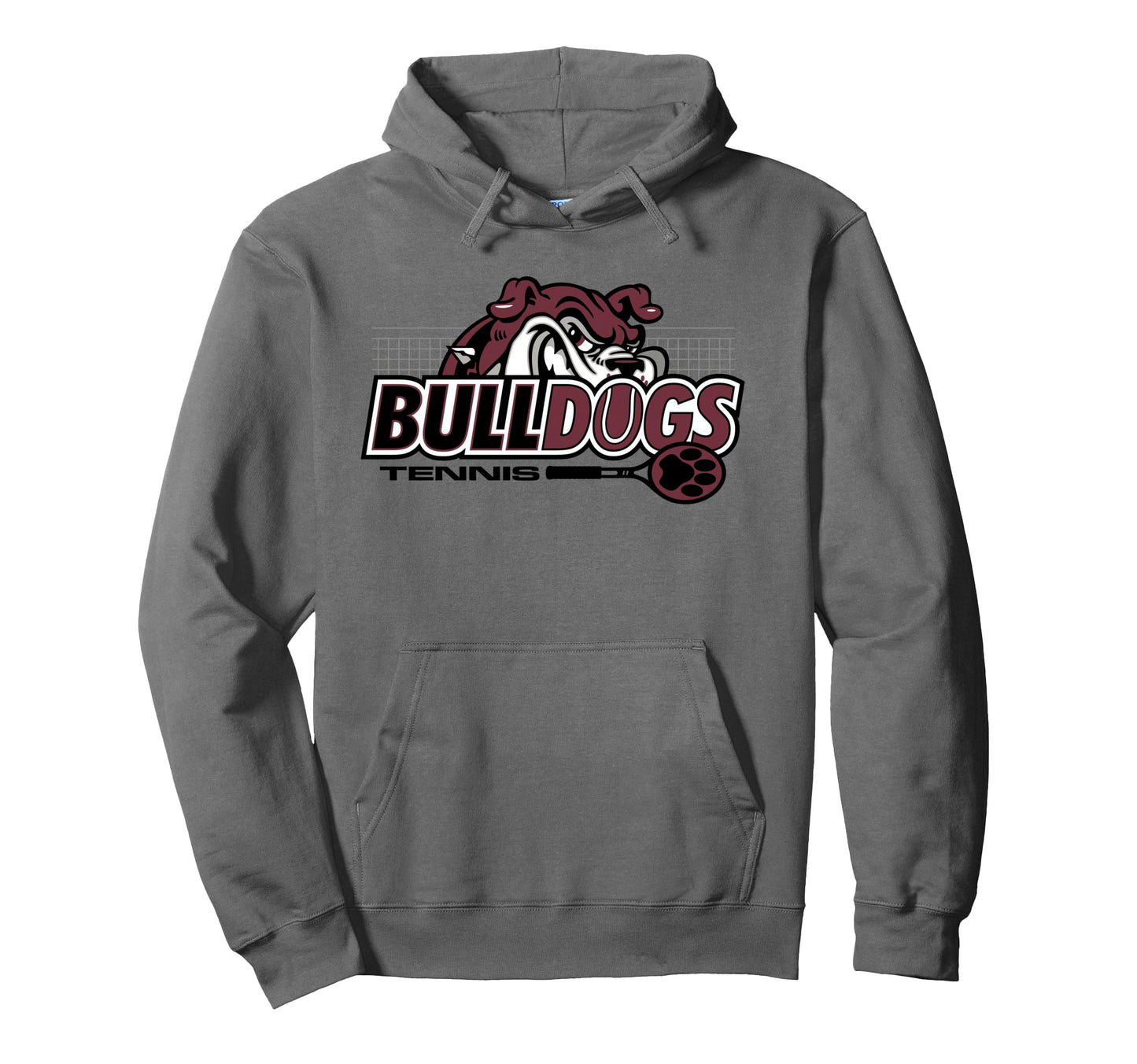 Maroon Bulldogs Tennis Mom Mascot Hoodie - Casual Everyday Wear for Adults - T-Shirt, Sweatshirt, Hoodie