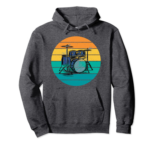 Drumset Art Drummer Rainbow Sunset Hoodie - Trendy Graphic for Adults - T-Shirt, Sweatshirt, Hoodie