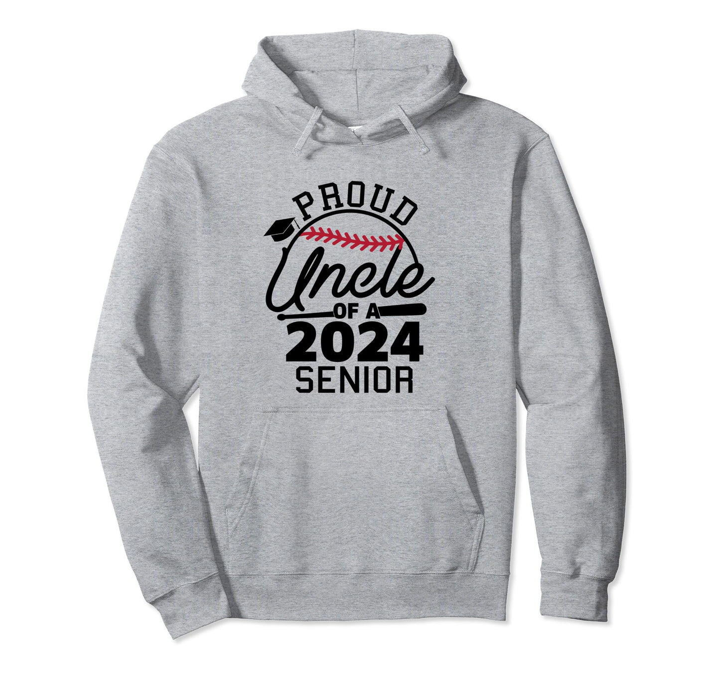 Proud Uncle 2024 Senior Baseball Hoodie - Minimalist Print for Adults - T-Shirt, Sweatshirt, Hoodie