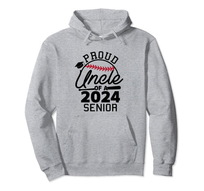 Proud Uncle 2024 Senior Baseball Hoodie - Minimalist Print for Adults - T-Shirt, Sweatshirt, Hoodie