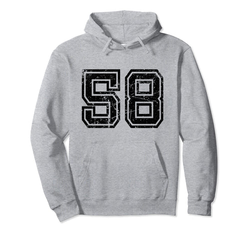 Number 58 Sports Jersey Varsity Hoodie - Casual Everyday Wear Men Women - T-Shirt, Sweatshirt, Hoodie