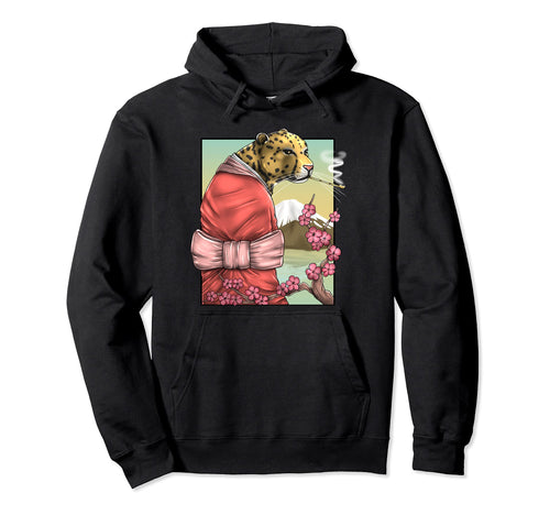 Leopard Cherry Blossom Sakura Japanese Hoodie - Custom Art Print Unisex - T-Shirt, Sweatshirt, Hoodie