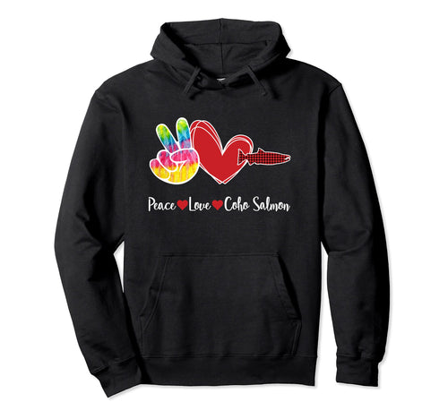 Red Plaid Buffalo Tartan Peace Love Hoodie - Custom Art Print for Adults - T-Shirt, Sweatshirt, Hoodie