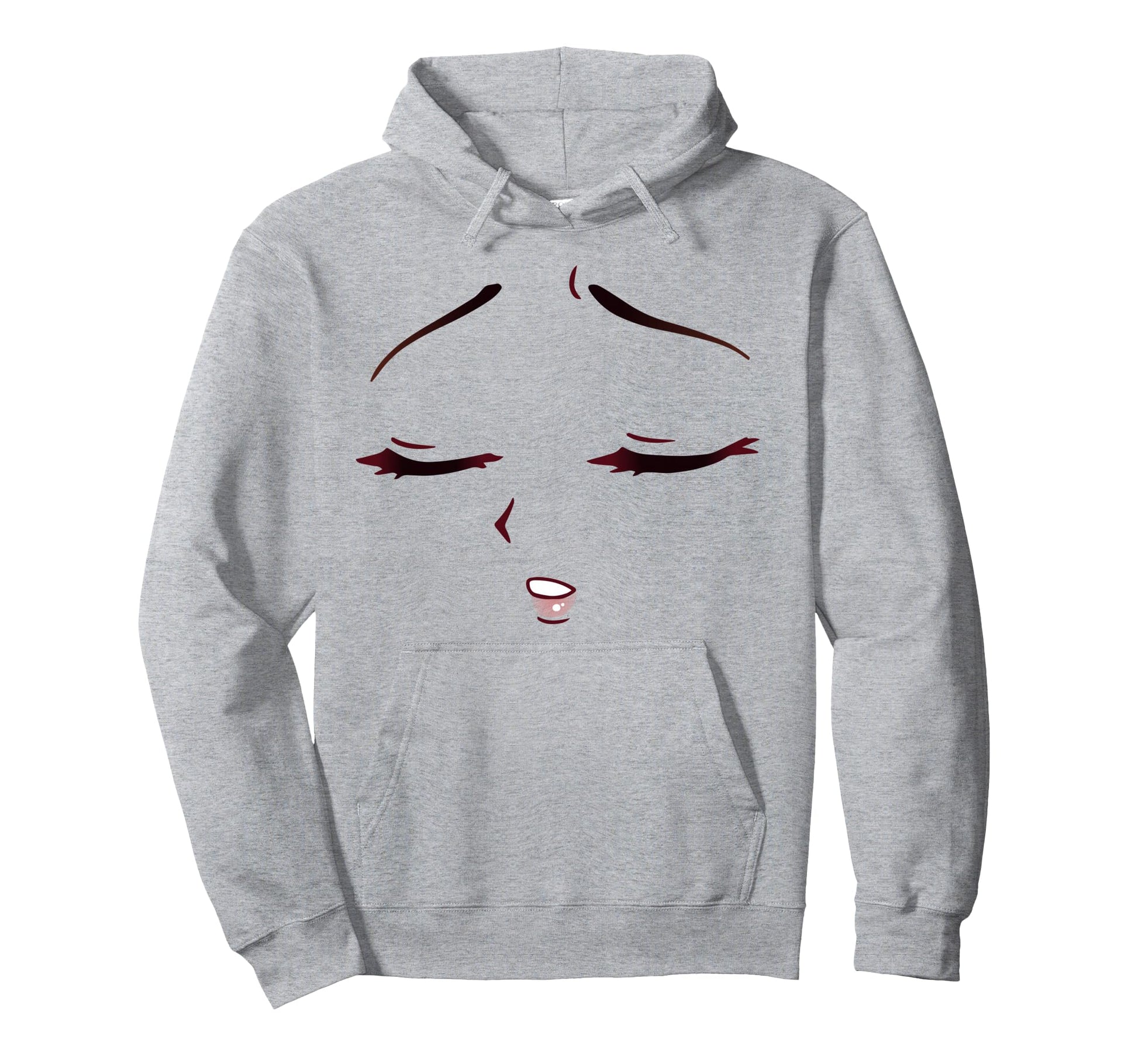 Sad Anime Manga Face Closed Eyes Hoodie - Casual Everyday Wear Unisex - T-Shirt, Sweatshirt, Hoodie