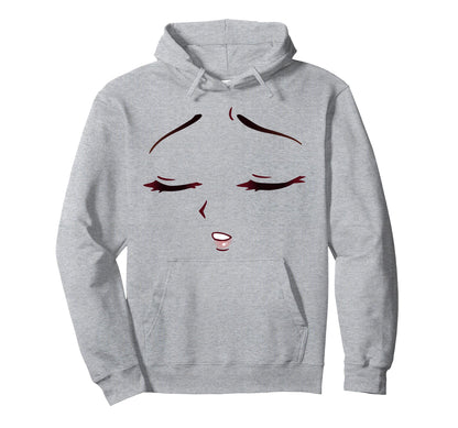Sad Anime Manga Face Closed Eyes Hoodie - Casual Everyday Wear Unisex - T-Shirt, Sweatshirt, Hoodie