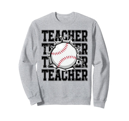 Baseball Teacher Cracked Wall Family Sweatshirt - Graphic Print Unisex - T-Shirt, Sweatshirt, Hoodie