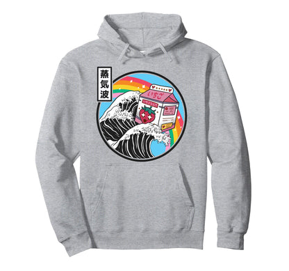 Strawberry Milk Surfing Kanagawa Wave Hoodie - Graphic Print for Adults - T-Shirt, Sweatshirt, Hoodie