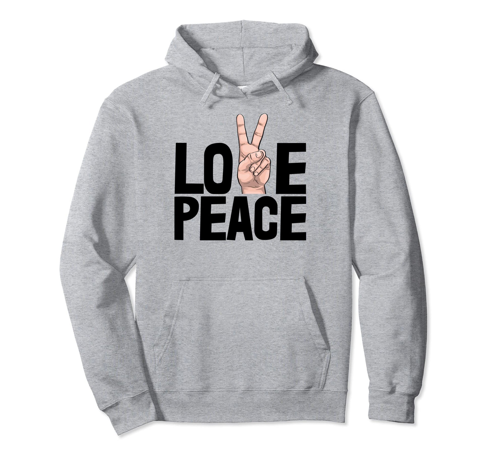 Peace Love Heart Funny Hand Peace Love Hoodie - Trendy Graphic Unisex - T-Shirt, Sweatshirt, Hoodie