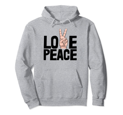 Peace Love Heart Funny Hand Peace Love Hoodie - Trendy Graphic Unisex - T-Shirt, Sweatshirt, Hoodie