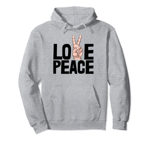 Peace Love Heart Funny Hand Peace Love Hoodie - Trendy Graphic Unisex - T-Shirt, Sweatshirt, Hoodie