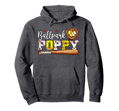 Ballpark Poppy Softball Poppy Baseball Hoodie - Novelty Apparel for Adults - T-Shirt, Sweatshirt, Hoodie
